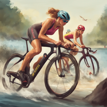 Symbolbild TRiathlon-Radfahrerinnen - KI